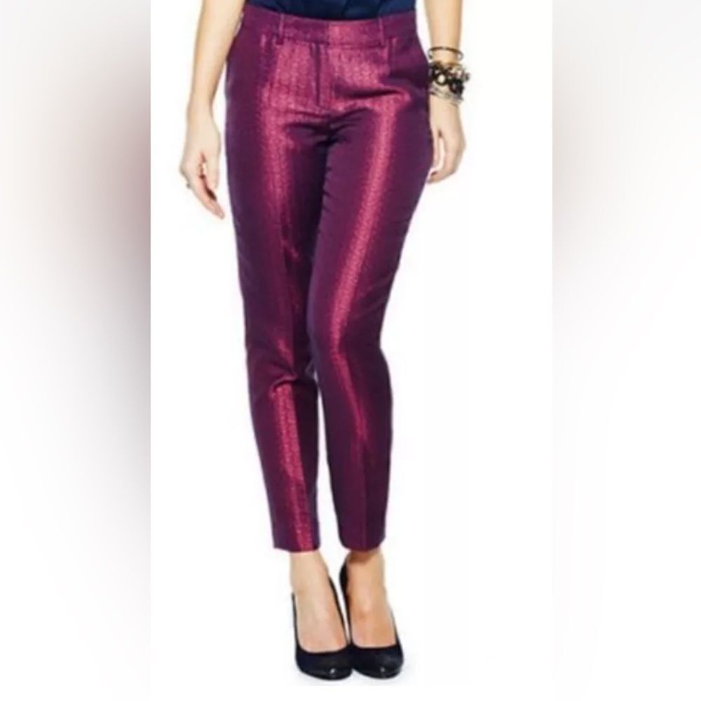 C Wonder Pants Womens Size 2 Deco Geometric Print Pink Navy Taffeta NEW